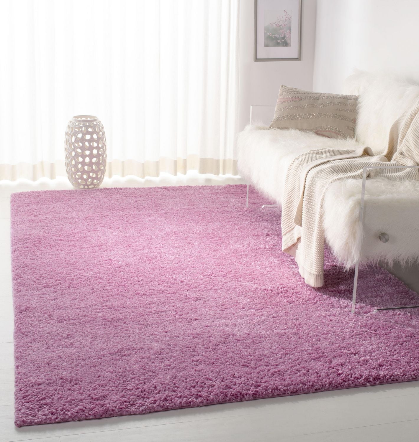 SAFAVIEH August Carlene Solid Plush Shag Area Rug