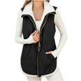 thumbnail image 5 of Homenesgenics Winter Coats for Women with Hood Womens Ladies Winter Vests Sleeveless Fleece Jacket Zip Up Stand Collar Long Warm Drawstring Coat with Pockets Outerwear Gray L, 5 of 8