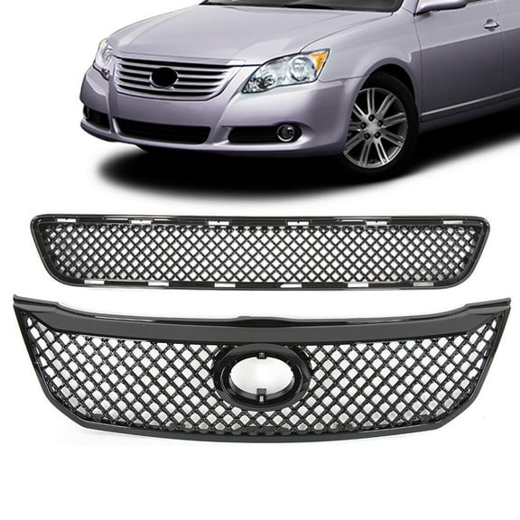 JX RACING·PERFORMANCE·ACCESSORIES Compatible with Toyota Avalon 2008 2009 2010 Front Upper and Lower Grille Mesh Style Gloss Black Set 2pcs