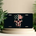 thumbnail image 4 of License Plate, Patriotic Skull Design Decorative Front,Personalized Stainless Steel License Plate Cover For Men Women,12.2" X 6.2", 4 of 6