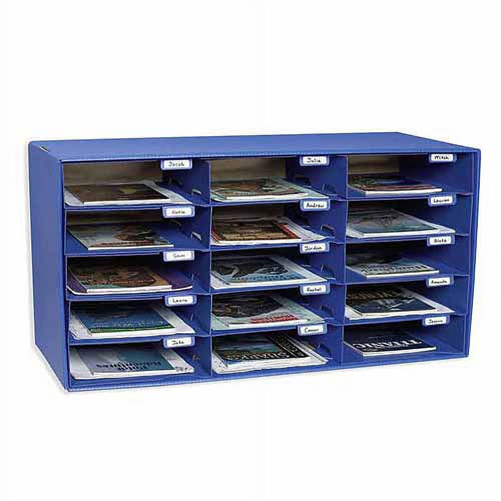 Pacon Classroom Keepers 15-Slot Mailbox, Blue, 12.88" x 31.5" x 16.38"