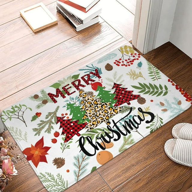 TIMIFIS Floor Mats Christmas Tree Floor Mats Home Kitchen Thickened Encryption Floor Mats Bathroom Mats 15.75X23.62 In Home Decoration