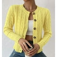 thumbnail image 5 of Cardigans Sweaters for Women Fall Fashion Cable Knit Sweater Crew Neck Button Down Winter Chunky Sweaters Short Sweater Outerwear Coats Alsol Lamesa, 5 of 6