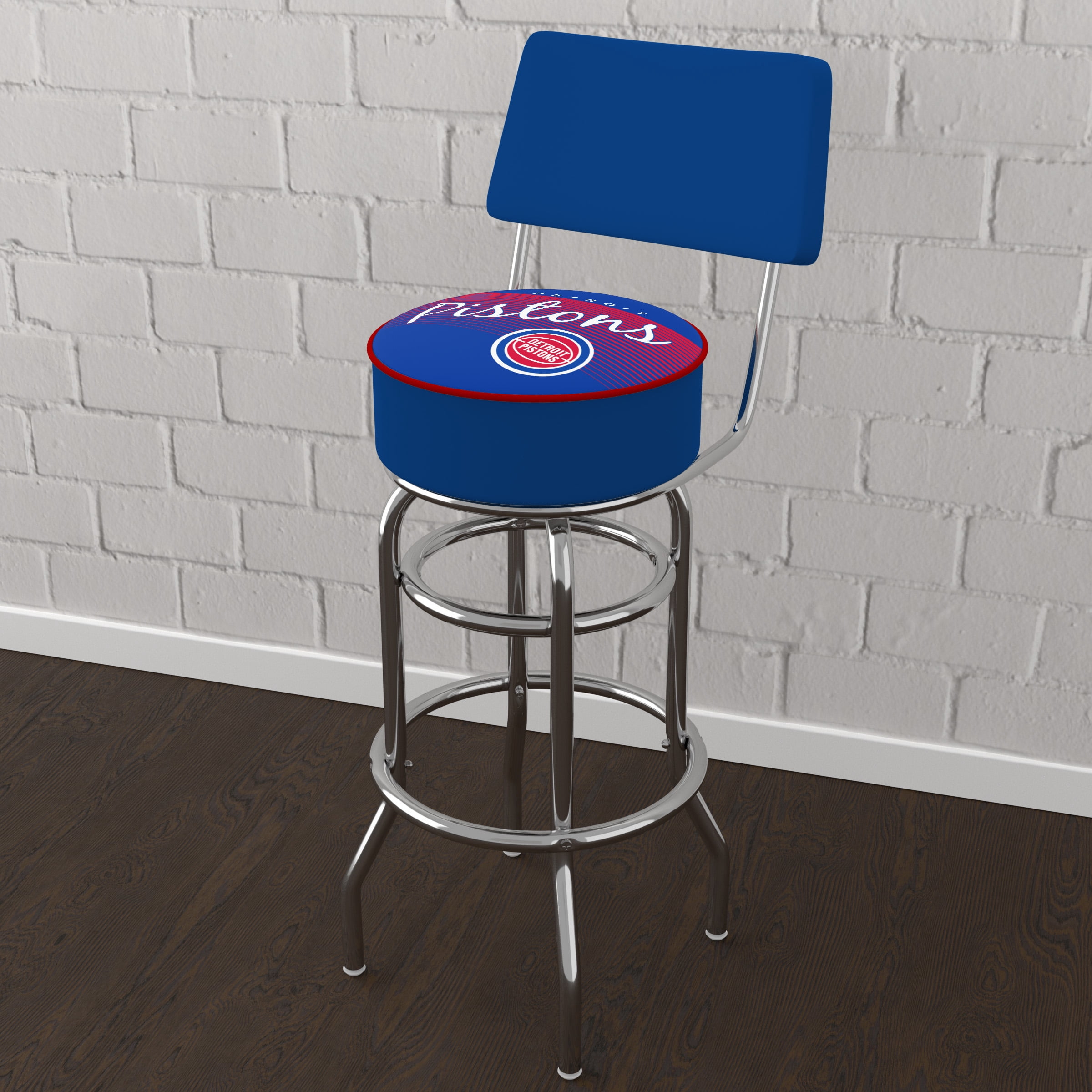 Trademark Gameroom Detroit Pistons Hardwood Classics Bar Stool with Back Rest
