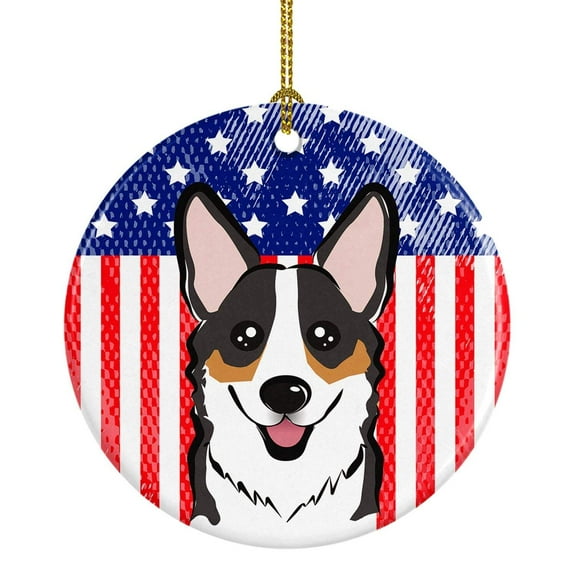 Carolines Treasures BB2185CO1 Flag & Tricolor Corgi Ceramic Ornament
