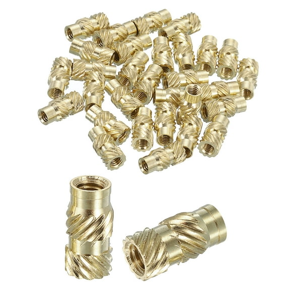 Knurled Insert Nuts, 50 Pack M4 x 12mm L x 6mm OD Brass Heat Set Insert Nuts