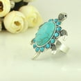 thumbnail image 3 of rygai Women Turquoise Tortoise Pattern Blue Rhinestone Inlaid Finger Ring, 3 of 7