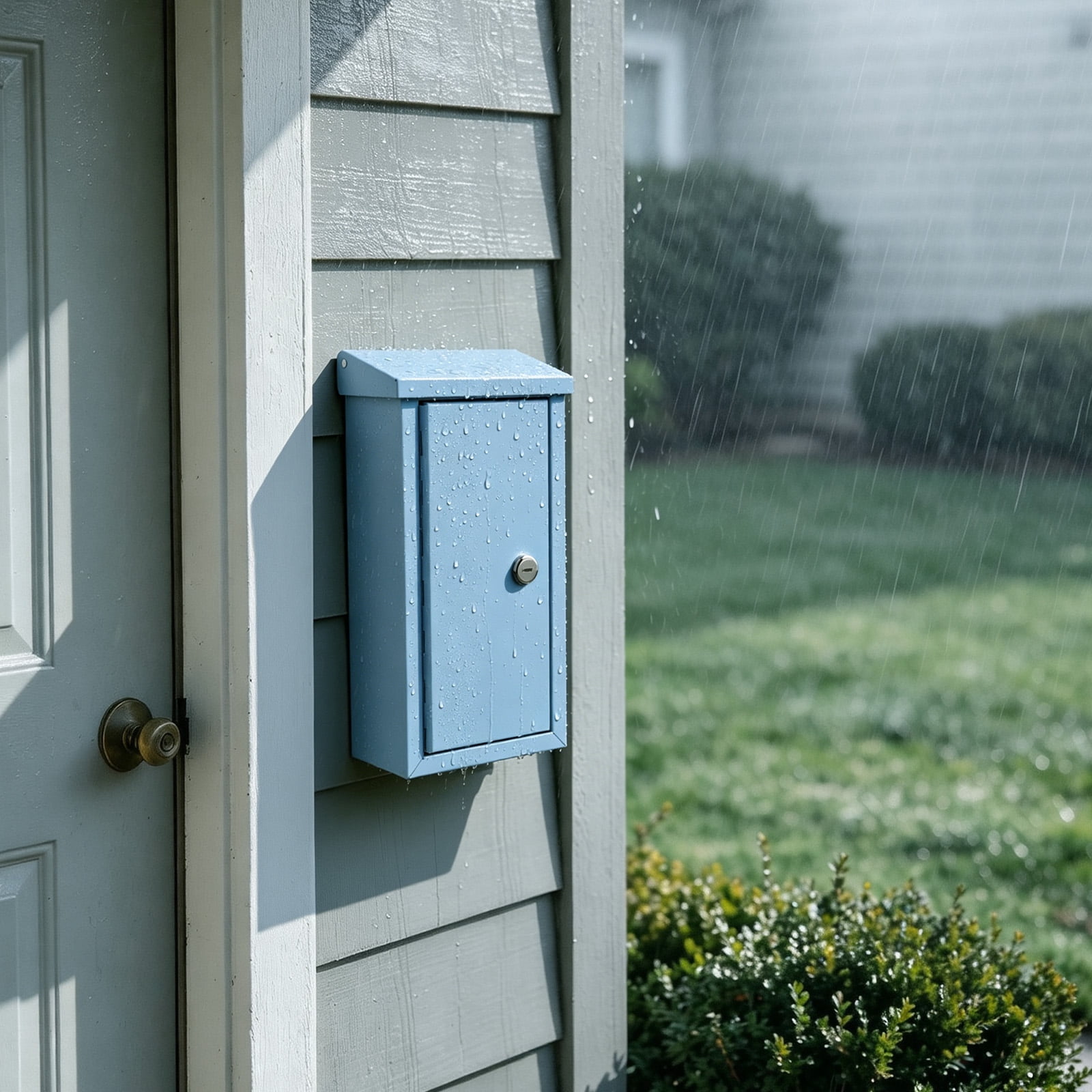 Pochar Money Cash Key Drop Box Wall Mount with Key, Metal Donation and Suggestion Box with Slot and Lock for Home, Office, 10.24" x 5.7" x 2.95" (Blue)