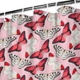 thumbnail image 3 of Pink Butterfly Red White Wing Pattern Shower Curtain 36"x72" ,Bathroom Decorative Shower Curtains Set with 12 Hooks,Modern Waterproof Washable Shower Curtain, 3 of 6