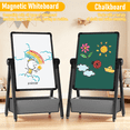 thumbnail image 2 of Art Easel for Kids, Double Sided Magnetic Kids Easel, Adjustable 360°Rotating Whiteboard & Chalkboard for Boys and Girls, Black, 2 of 9