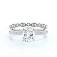 thumbnail image 1 of Sirprisingly Gift Minimalist 2.00 Carat Oval Diamond Moissanite Engagement Ring, Wedding Ring, One Matching Band in 925 Sterling Silver With 18k White Gold Plating, Gift For He, Promise Ring, 1 of 3