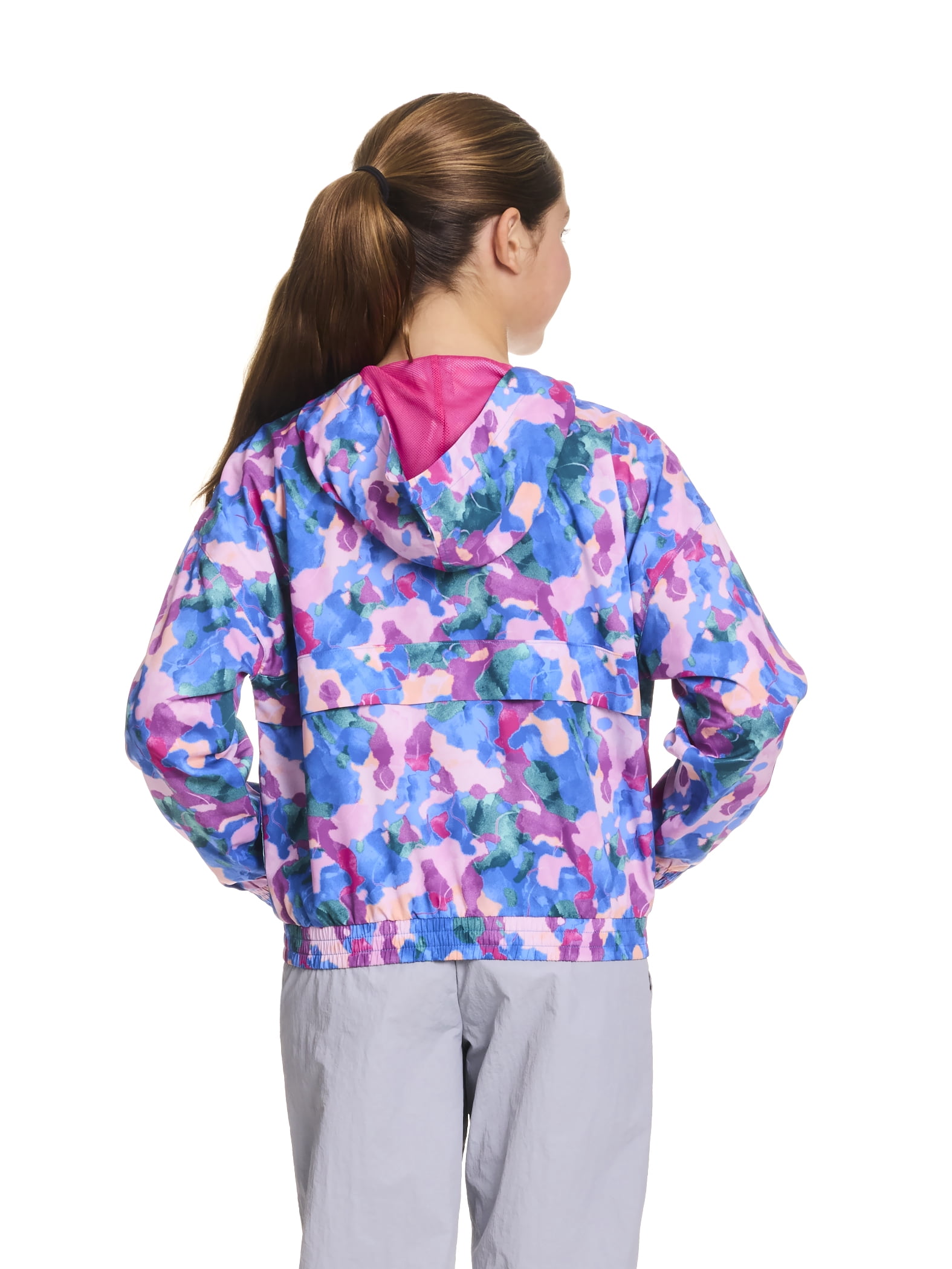 Reebok Girl's 1/2 Zip Hooded Windbreaker, Sizes 4-18