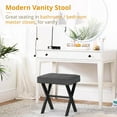 thumbnail image 2 of Vanity Stool, Square Linen Makeup Stool with Metal X Legs, Small Ottoman Stool Chair for Vanity, Modern Padded Vanity Seat Foot Rest Stool for Makeup Room, Living Room, Bathroom, Carbon Gray, 2 of 17