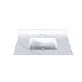 thumbnail image 5 of 31 Inch Marble Vanity Top, White Vanity Top with Pre-drilled Faucet Holes, Bathroom Vanity Top with Undermount Rectangular Middle Sink and 4" Height Backsplash,  Bianco Carrara Venato    RR, 5 of 16