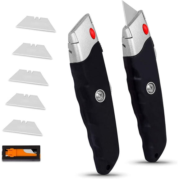 Internet's Best Premium Utility Knife - Retractable Knife Set - Box Cutter - Set of 2