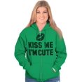 thumbnail image 3 of Kiss Me I'm Cute Saint Patricks Day Zip Hoodie Sweatshirt Women Brisco Brands 2X, 3 of 6