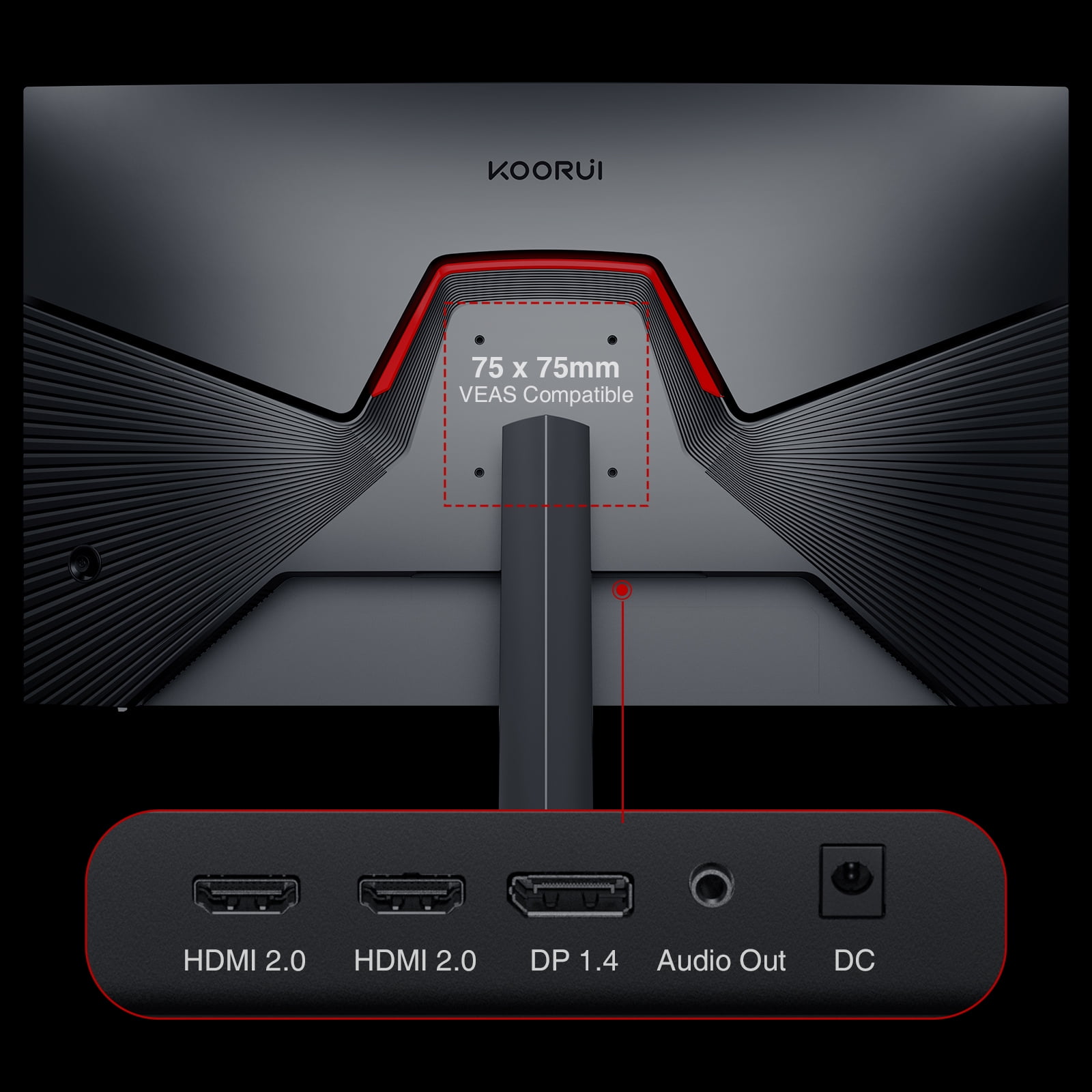KOORUI Ecran PC Gaming 24 Pouces - Full HD (1920 x 1080), VA, Ecran 144hz  165Hz, 1ms, DCI-P3 85%, AMD Freesync, G-Sync Compatible, HDMI X2, DP Noir :  : High-tech