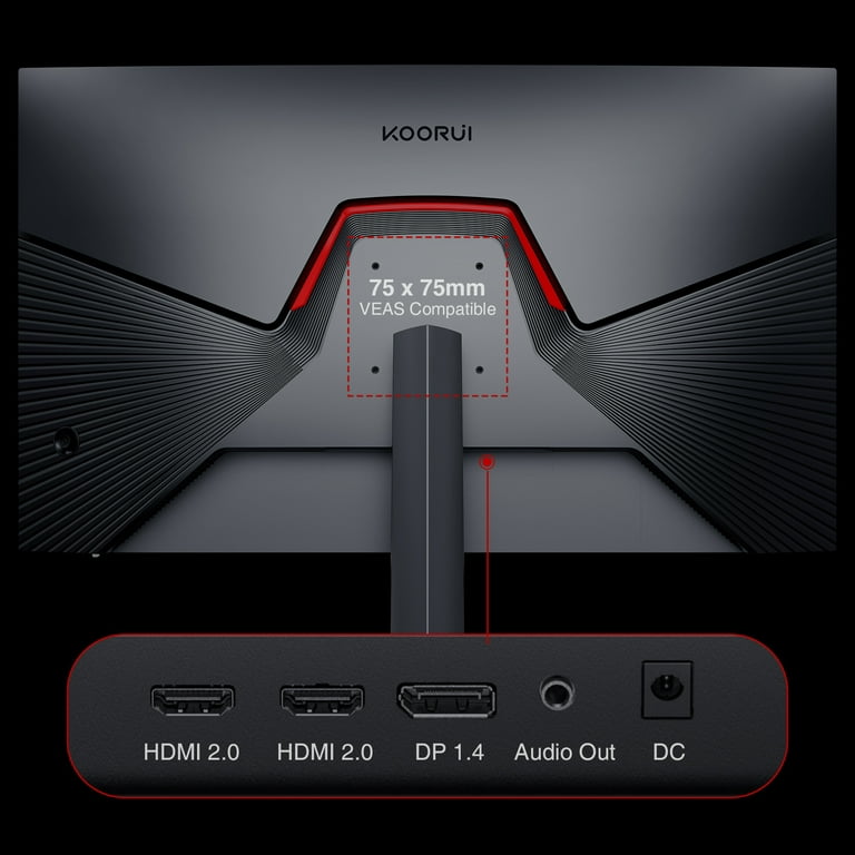 KOORUI 27 Inch Gaming Monitor 1440p, 144 Hz, VA, 1ms, DCI-P3 90% Color  Gamut, Adaptive gsync, HDMI, DisplayPort, Black