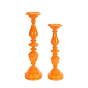 UPC 257554348922 product image for Set of 2 Bright Orange Flamboyant Pillar Candle Holders 15.5