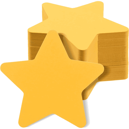 300 Pcs 3.94" Star Paper Cutouts – Double-Sided Yellow Cardstock Die-Cut Stars, For Bulletin Boards, Classroom Decor, Craft Projects & Party Events, Gold