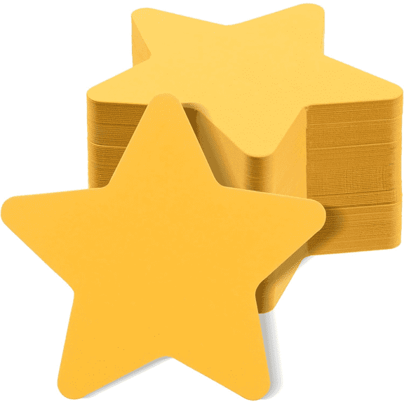 300 Pcs 3.94" Star Paper Cutouts – Double-Sided Yellow Cardstock Die-Cut Stars, For Bulletin Boards, Classroom Decor, Craft Projects & Party Events, Gold