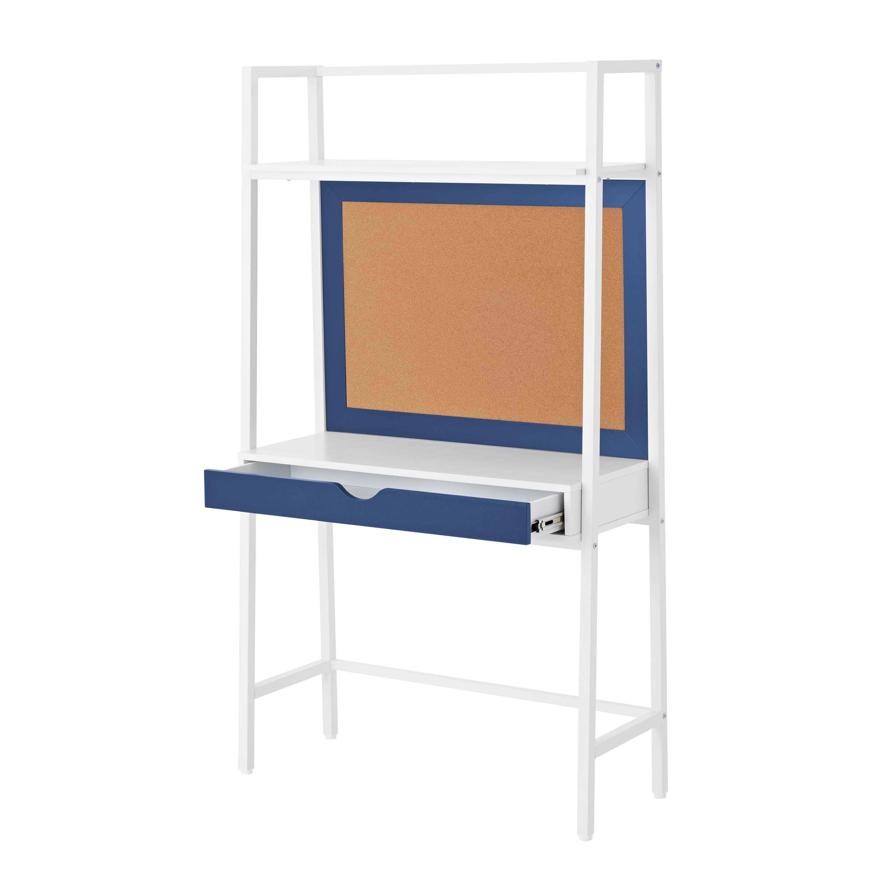 BYO Kids Ladder Desk with Bulletin Board, Navy Blue/White