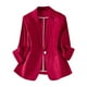 thumbnail image 2 of Blazer para mujer, color liso, solapa con botones, elegante chaqueta de traje, parte superior de poliéster para mujer, 2 of 6