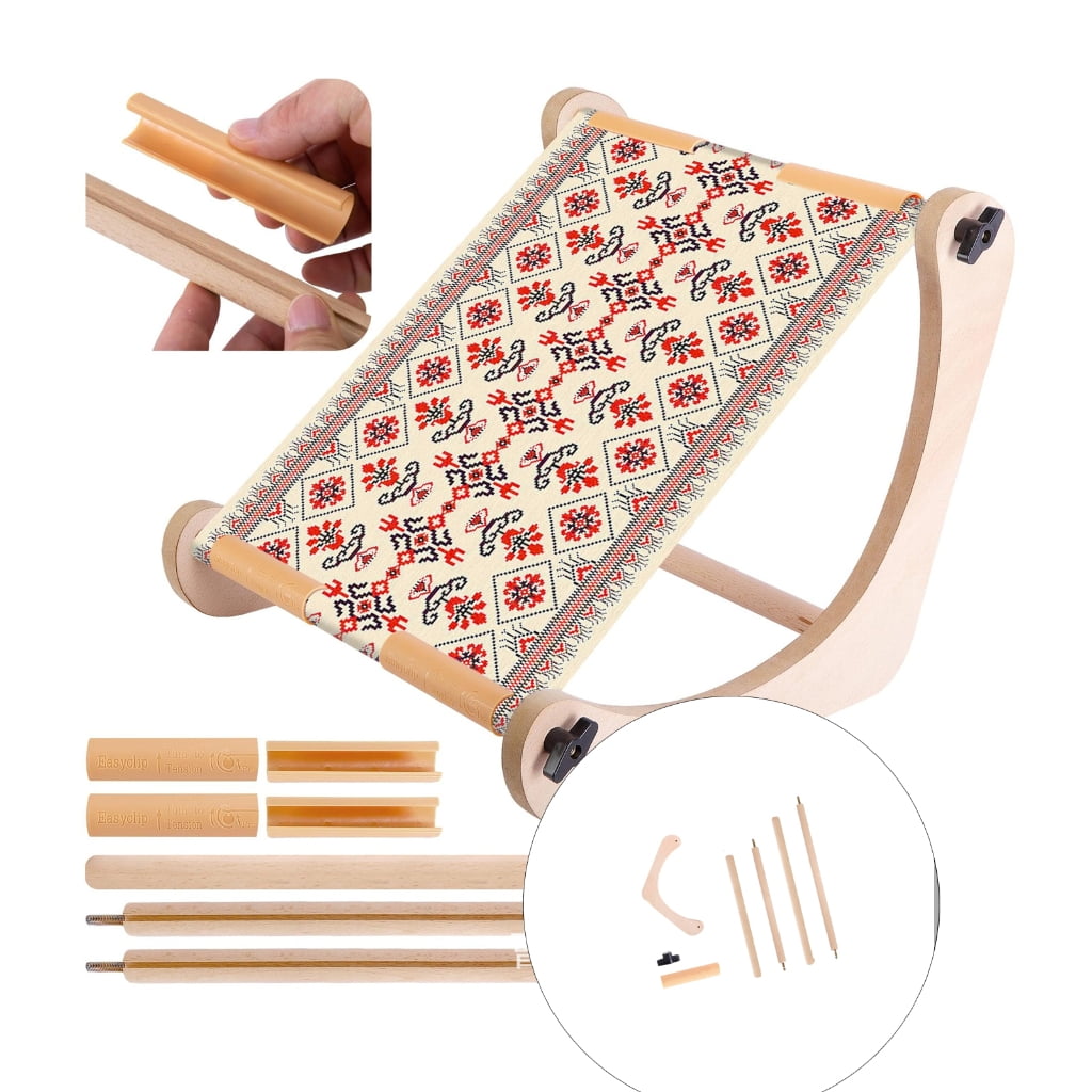 Ergonomic Desk Embroidery Hoop with Scroll Mechanism Adjustable Wood Embroidery Frame For Stitching Needlework Craft