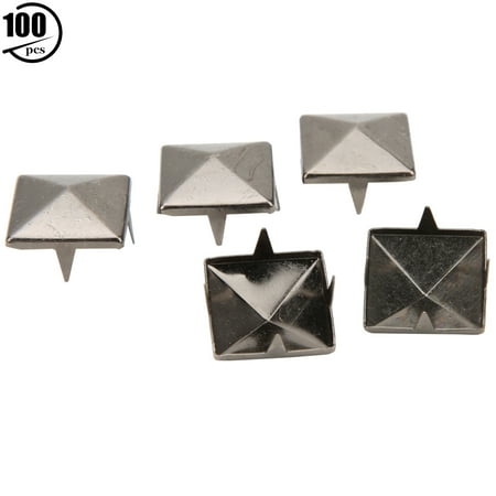 

100pcs Square Pyramid Punk Rivets 4 Claw Metal Studs for Bracelets Clothing Shoes HandbagBlack 12mm