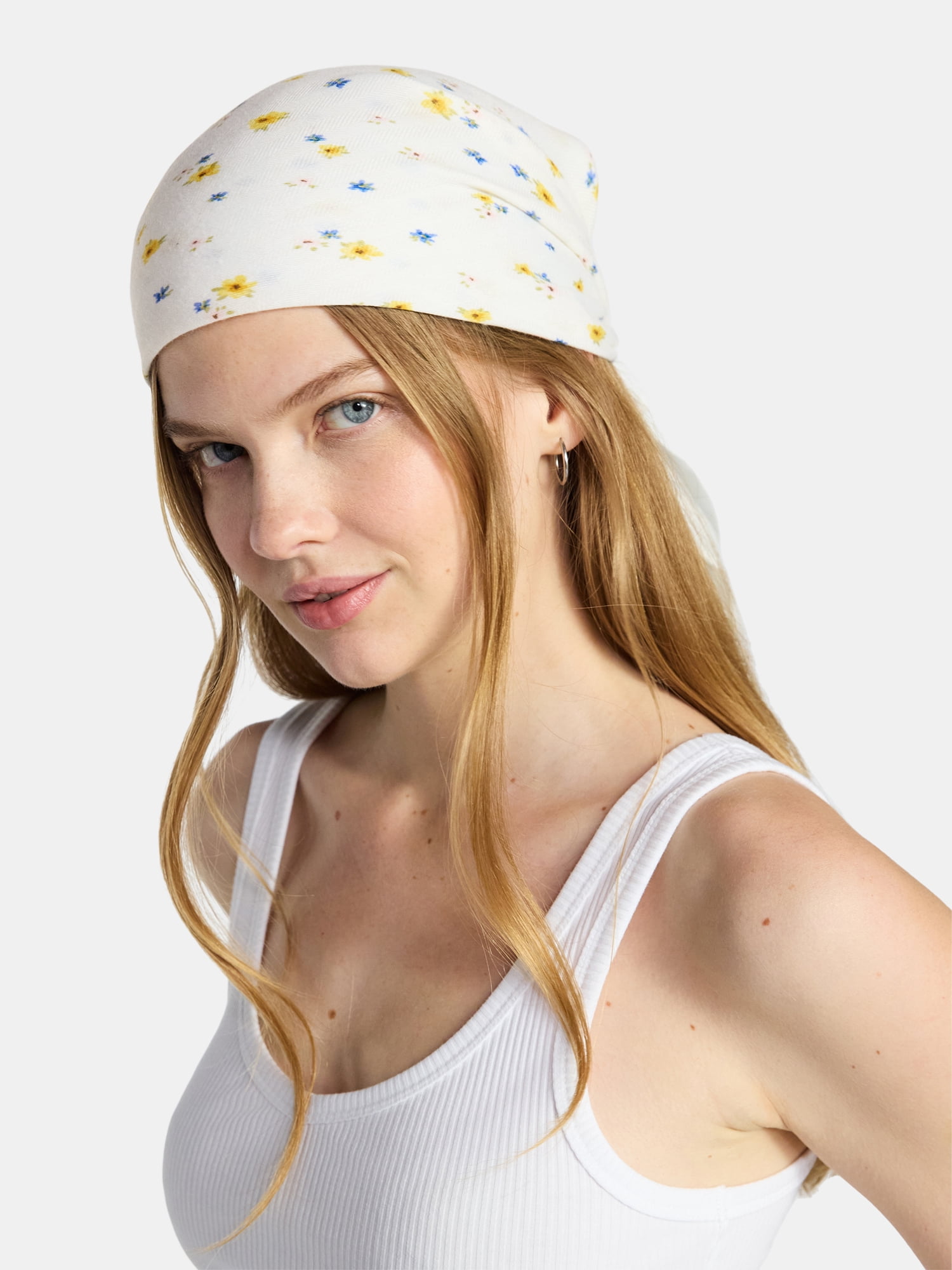 No Boundaries Women's Printed Bandana with Versatile Style, White
