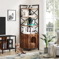 thumbnail image 4 of Tribesigns Corner Litter Box Enclosure, 4-Tier Hidden Cat Litter Box Furniture with Door, Industrial Indoor Cat House Washroom with Storage Shelves, Rustic Brown, 4 of 7