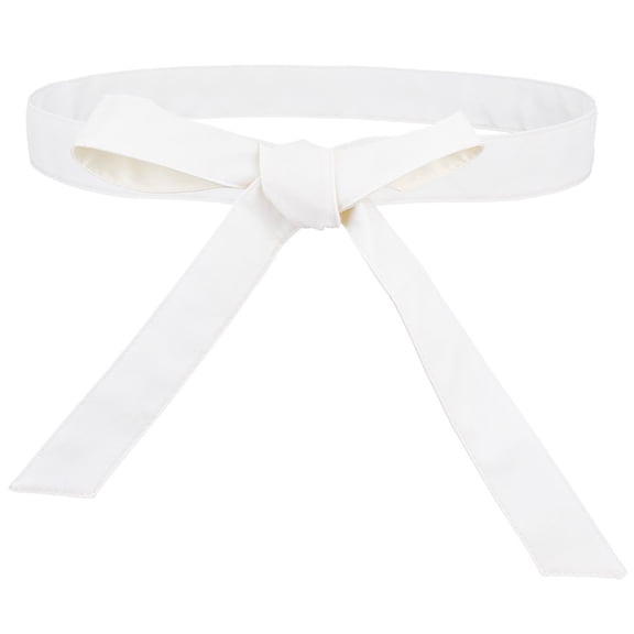 White PU Leather Wrap Belt for Women 70.5 x 1.6 Inch Soft Leather Obi Waist Belt Adjustable Retro Wide Knotted Cinch Tie Waistband Corset Sash Band