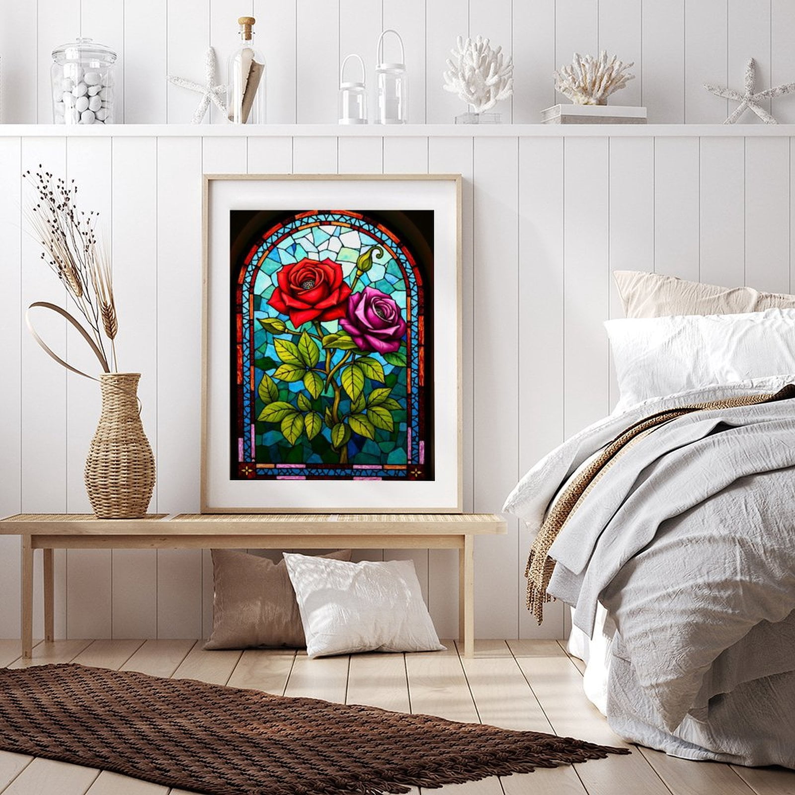 Diamond Art Kits for Adults - 5d Stained Glass Floral Beauty Diamond Painting for Adults, Diamond Art for Adults Beginners, Diamond Painting Kits for Adults for Home Wall Decor