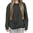 thumbnail image 2 of Chandails d'Automne Grande Taille pour Femmes Mode Décontractée Couleur Unie Poche Col Rond Manches Longues Chandail en Molleton Amusant, 2 of 7