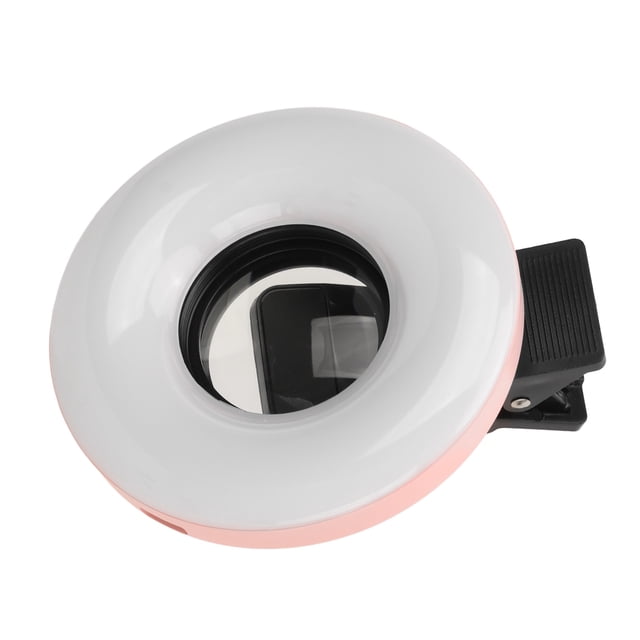 Objectif Macro avec Mini Clip RingLight, 15X LED Selfie RingLight avec 3000K à 6500K 5 Luminosité Réglable pour la Photographie de Téléphone Intelligent, Enregistrement Vidéo de la Caméra