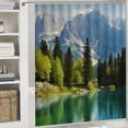 thumbnail image 6 of Shiartex Mountains Trees Lake Print Shower Curtain, Chic Modern Bathroom Decor with Hooks, Various Sizes, Sustainable Polyester Fiber, Easy to Install, High Definition Digital Printing 36x72, 6 of 7