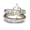 thumbnail image 3 of His Hers 3 Piece Marquise Cut Cz Wedding Engagement Ring Set Stainless Steel, 3 of 4