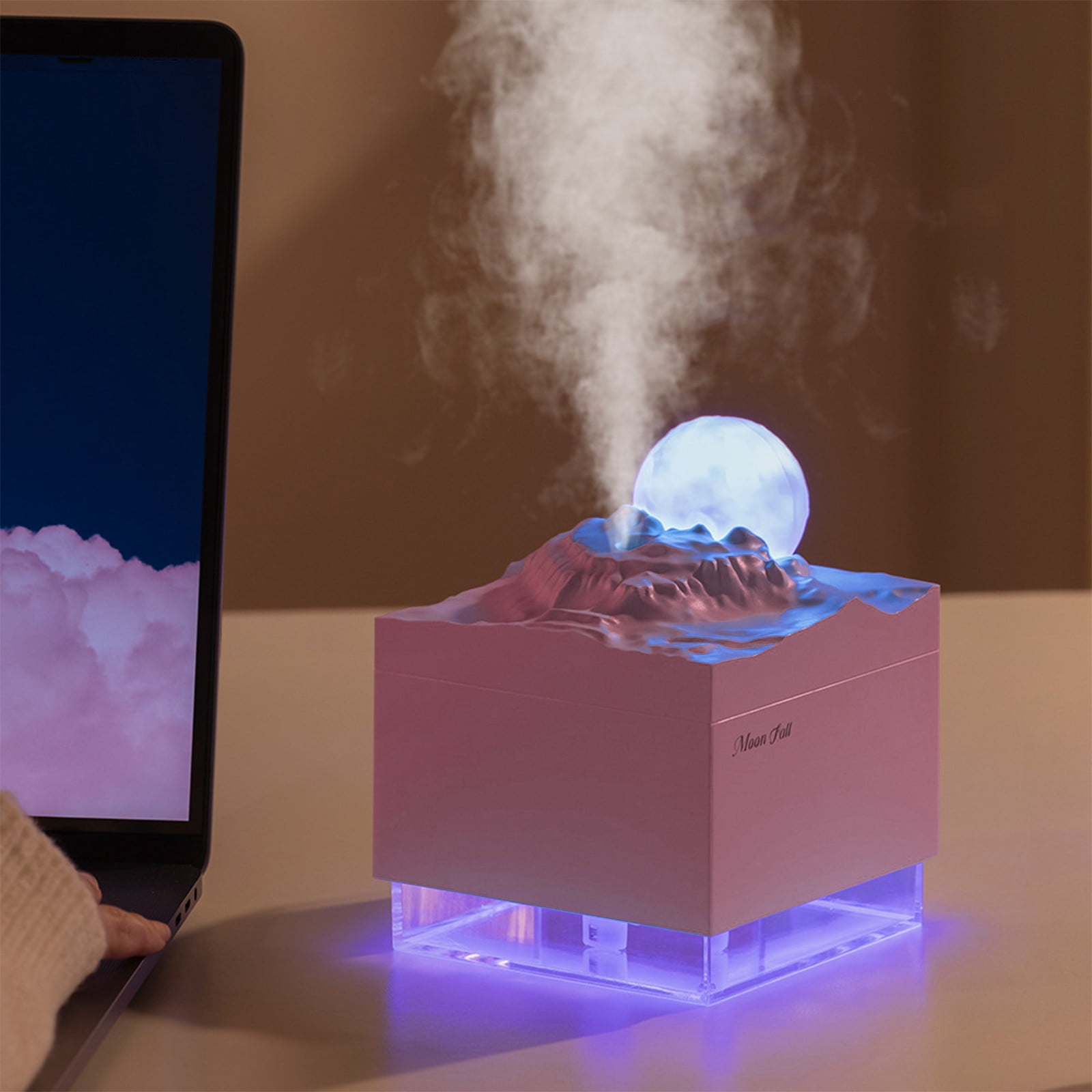 Humidifiers for Bedroom Baby,300Ml Moon Humidifier with Colored Lights (Pink),Rechargeable 1200 Mah,for Baby Nursery and Plant