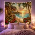thumbnail image 2 of Christmas Tree on a Tropical Beach at Sunset, Joyful Coastal Style for Beach Lovers, Coastal Wall Art, Christmas Gift, Tapestry Wall Hanging for Bedroom and Living Room, 2 of 7