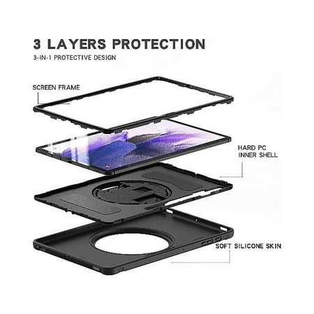 SaharaCase - PROTECTION Hand Strap Case for Samsung Galaxy Tab S7 FE and S8 Plus - Black