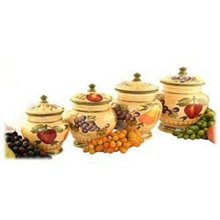 Tuscan Collection Deluxe Hand Painted 4 Piece Kitchen Canister Set Tuscan Collection Deluxe Hand Painted 4 Piece Kitchen Canister Set
