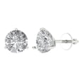 thumbnail image 2 of 4 Ct Round Cut Studs Clear Crystal 14K White Solid Gold Everyday Dainty Earrings Screw Back, 2 of 7