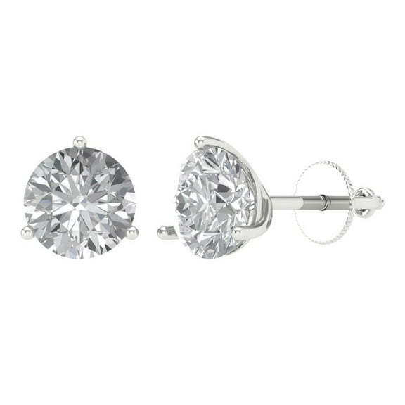 Clara Pucci 4Ct Synthetic Moissanite Round Cut VVS1 Screw Back Stud 18k Solid hypoallergenic Gold Designer Earrings For April