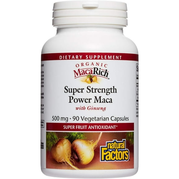 Natural Factors MacaRich, Super Strength Power Maca, Superfruit Antioxidant Supplement with Ginseng, 90 Capsules