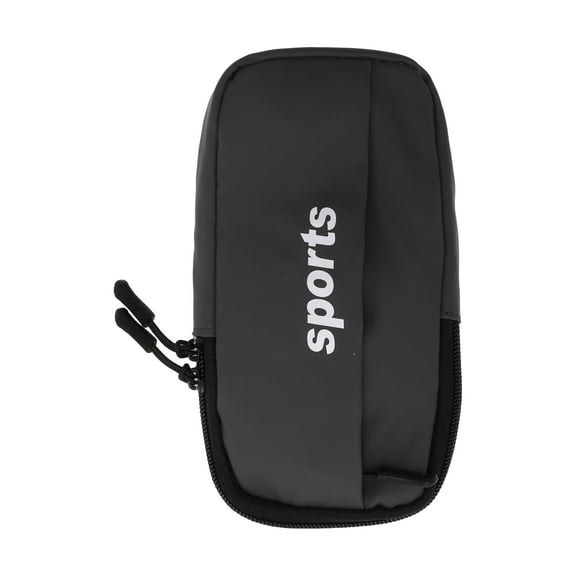 Unique Bargains 1 Pc Phone Holder Arm Bands with Zipper for Hiking Gym Black PU Leather