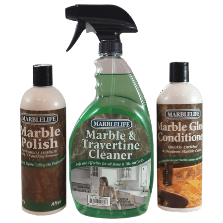 MARBLELIFE Marble Counter & Table Top Clean & Care Kits without Buffer (MTC 41150, MGC 41220, MP (Best Way To Clean Marble Floors Without Streaks)
