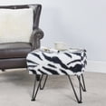 thumbnail image 3 of Home Soft Things Faux Fur Ottoman- Zebra - Black Leg - 19x13x17", 3 of 5