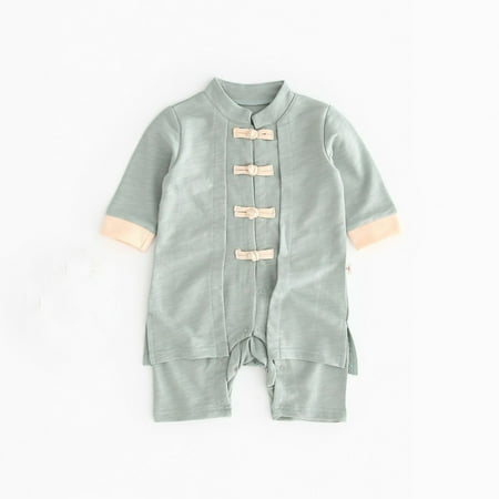 

Newborn Baby Boy Girl Button Solid Romper Jumpsuit Kimono Clothes Sleepwear Fragarn