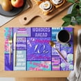 thumbnail image 2 of Placemats Set of 6, Happy 10th Birthday Woven Placemat, Linen Place Mats for Kitchen/Dining Tables, Purple Bows Balloons Cakes Polka Dot Washable Table Mats for Party, 2 of 8