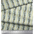 thumbnail image 2 of Soimoi Silk Fabric Stripe,Leaves & Floral Block Printed Craft Fabric by The Yard 42 Inch Wide, 2 of 3